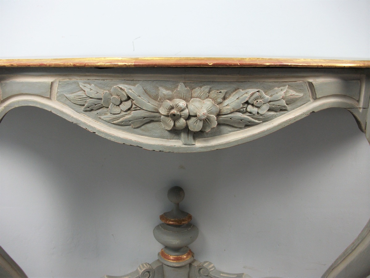 Pair of Painted and Gilded Italian Console Tables